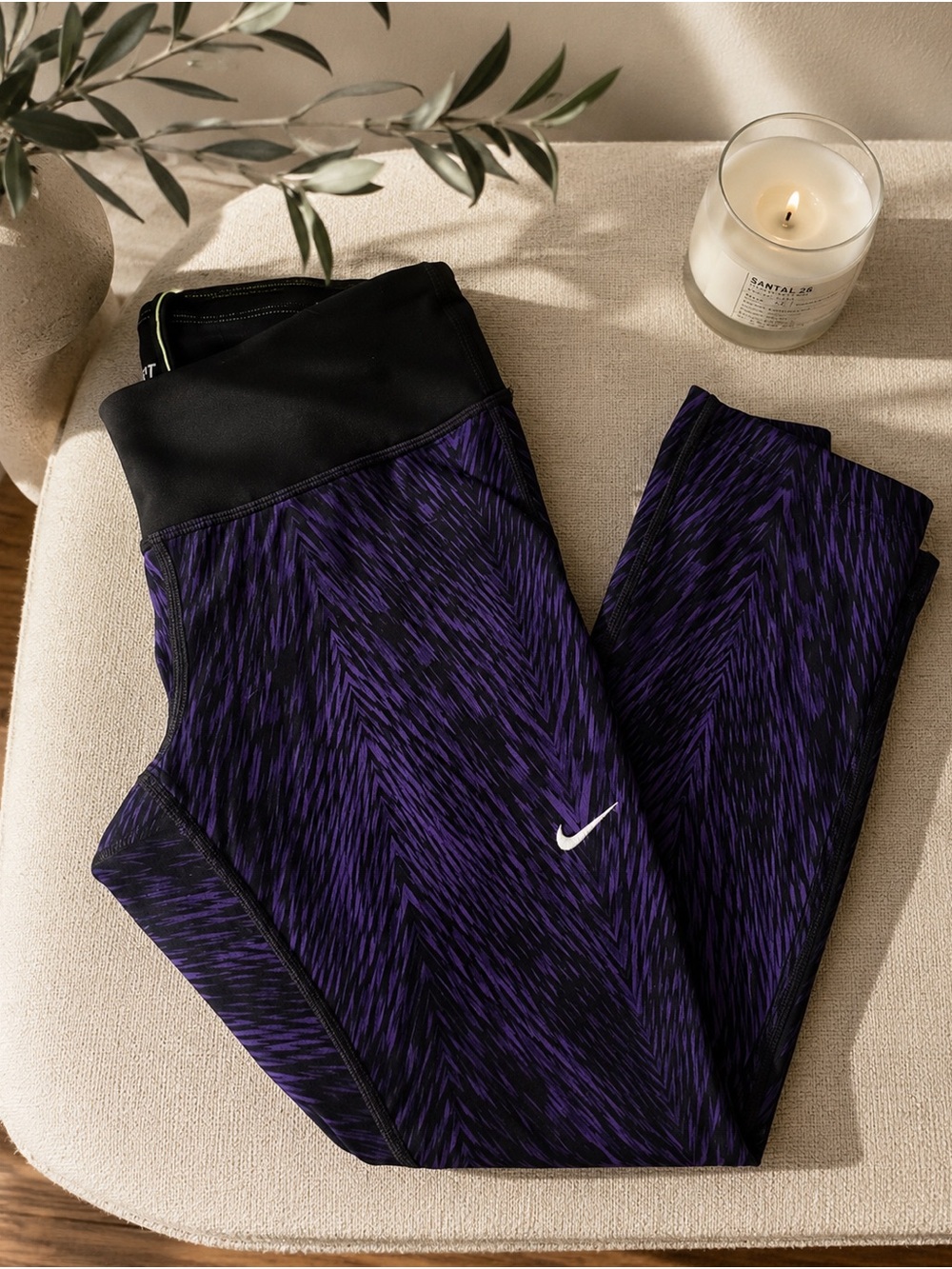 Nike Dri-FIT Purple Black Pattern High Rise Leggings Women’s S